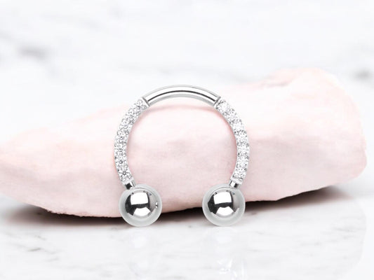 16g Silver Titanium Horseshoe Septum Ring, Implant Grade Titanium Septum Piercing, Hypoallergenic Septum Body Jewelry