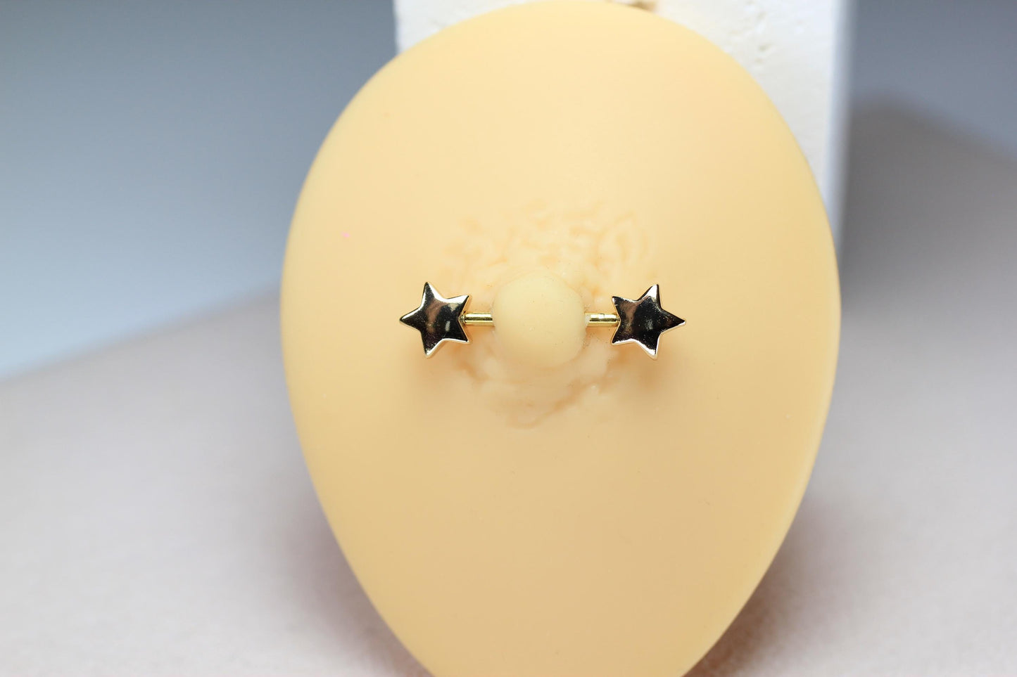 14G Gold Nipple Barbell, Star End Nipple Ring Piercing, Hypoallergenic Body Jewelry, Minimalist Nipple Piercing.