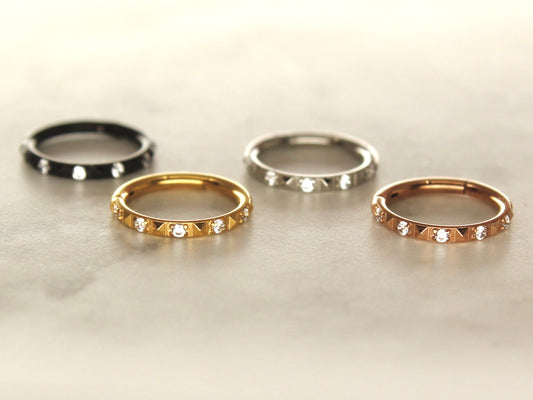 Conch Hoop Ring, Dainty Cz Stud 16g Septum Nose Conch Cartilage Daith Piercing Hinged Hoop Ring, Multipurpose Hoop Earring Clicker Ring