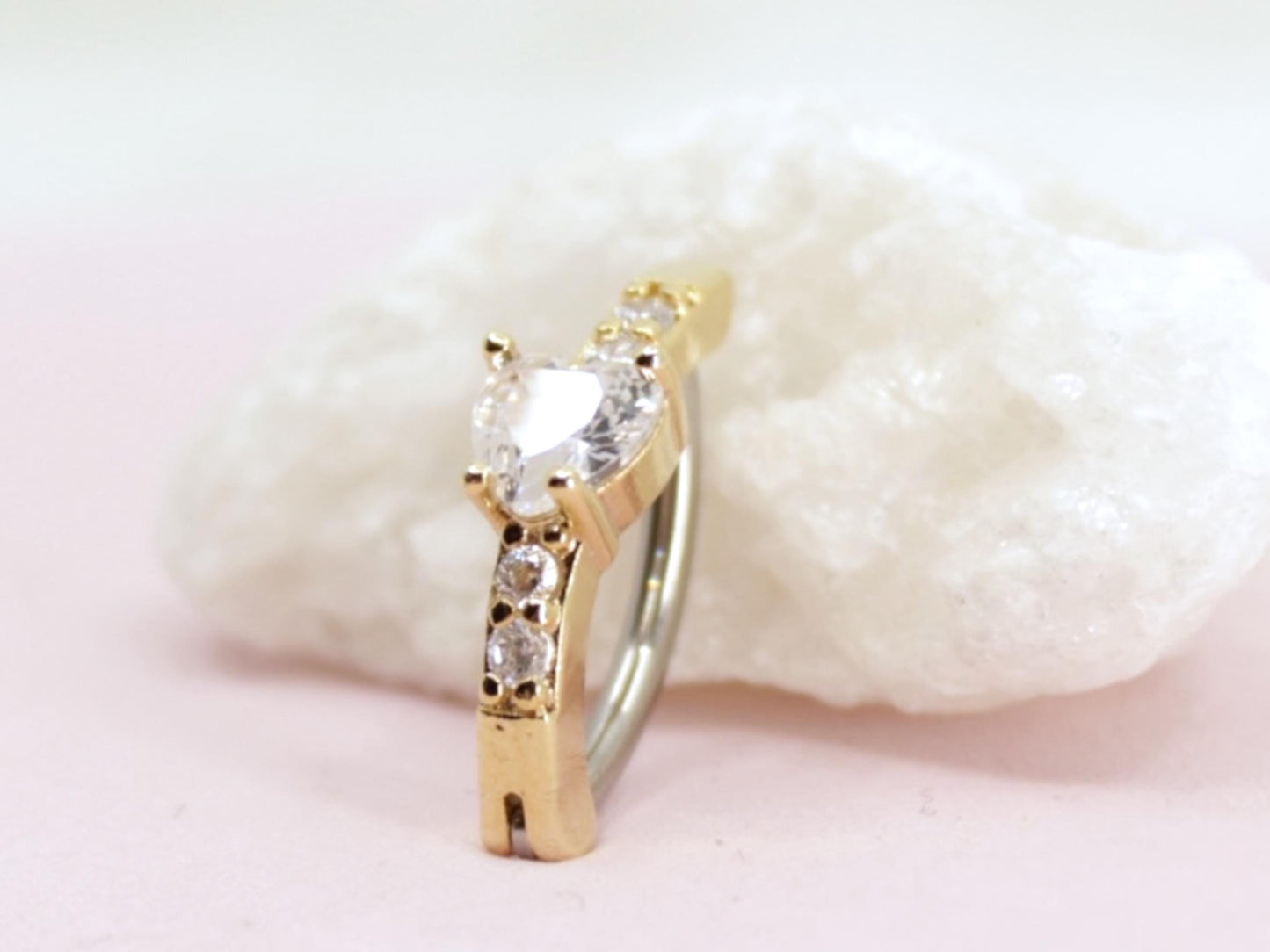 Dainty Gold Heart Belly Button Clicker Ring – Cute Gold Heart Belly Ring, Hinged Belly Piercing Jewelry