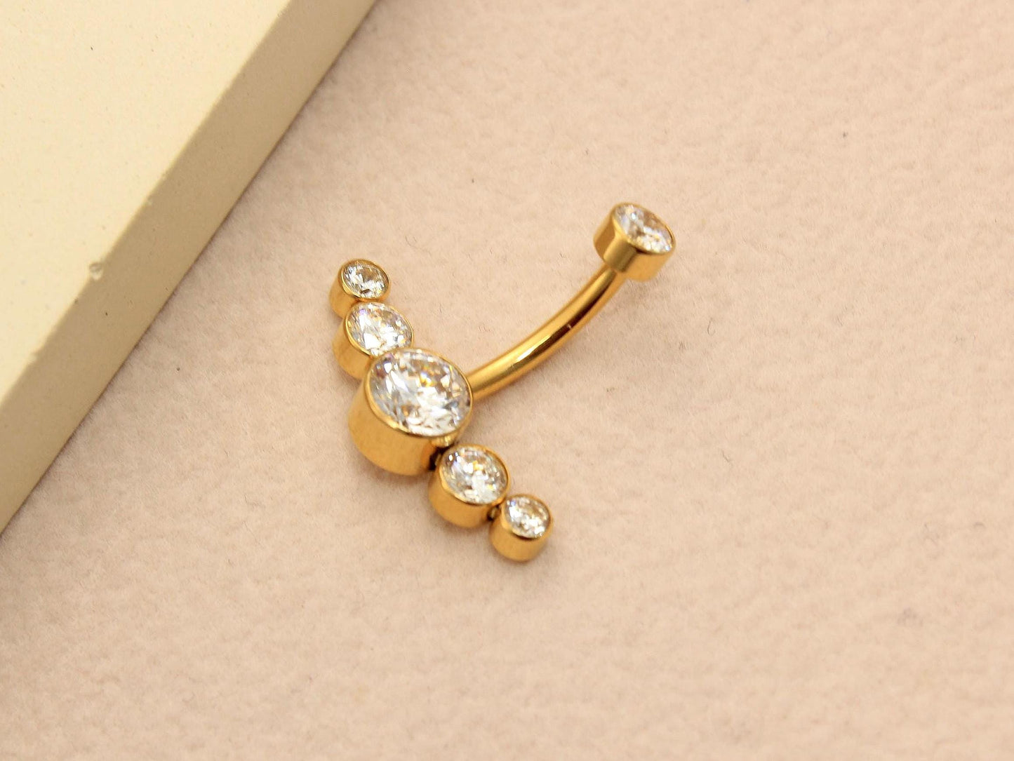 14G Gold Belly Button Ring, Implant Grade Titanium Belly Ring, Gold Navel Piercing, Hypoallergenic Body Jewelry