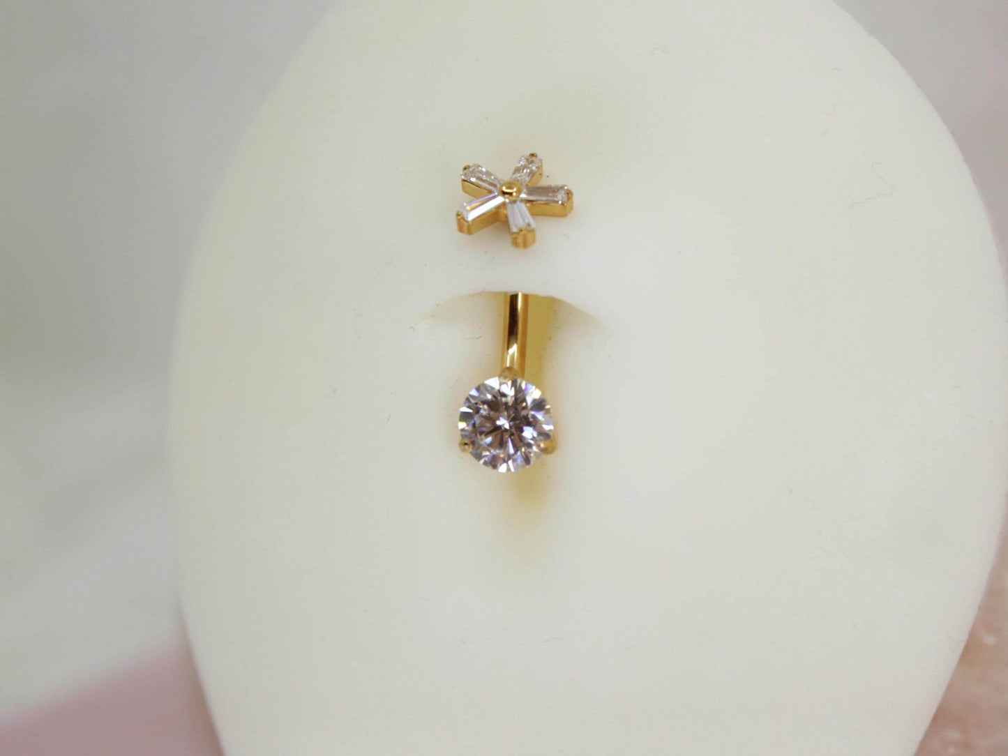 14G Gold Belly Button Ring, Titanium Push In Belly Jewelry, Threadless Navel Piercing, Hypoallergenic Body Jewelry