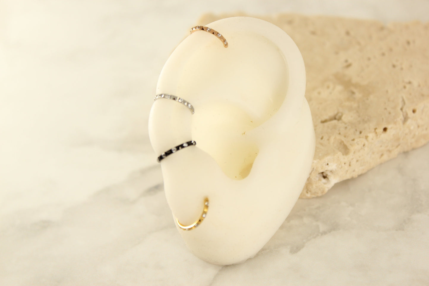 Conch Hoop Ring, Dainty Cz Stud 16g Septum Nose Conch Cartilage Daith Piercing Hinged Hoop Ring, Multipurpose Hoop Earring Clicker Ring