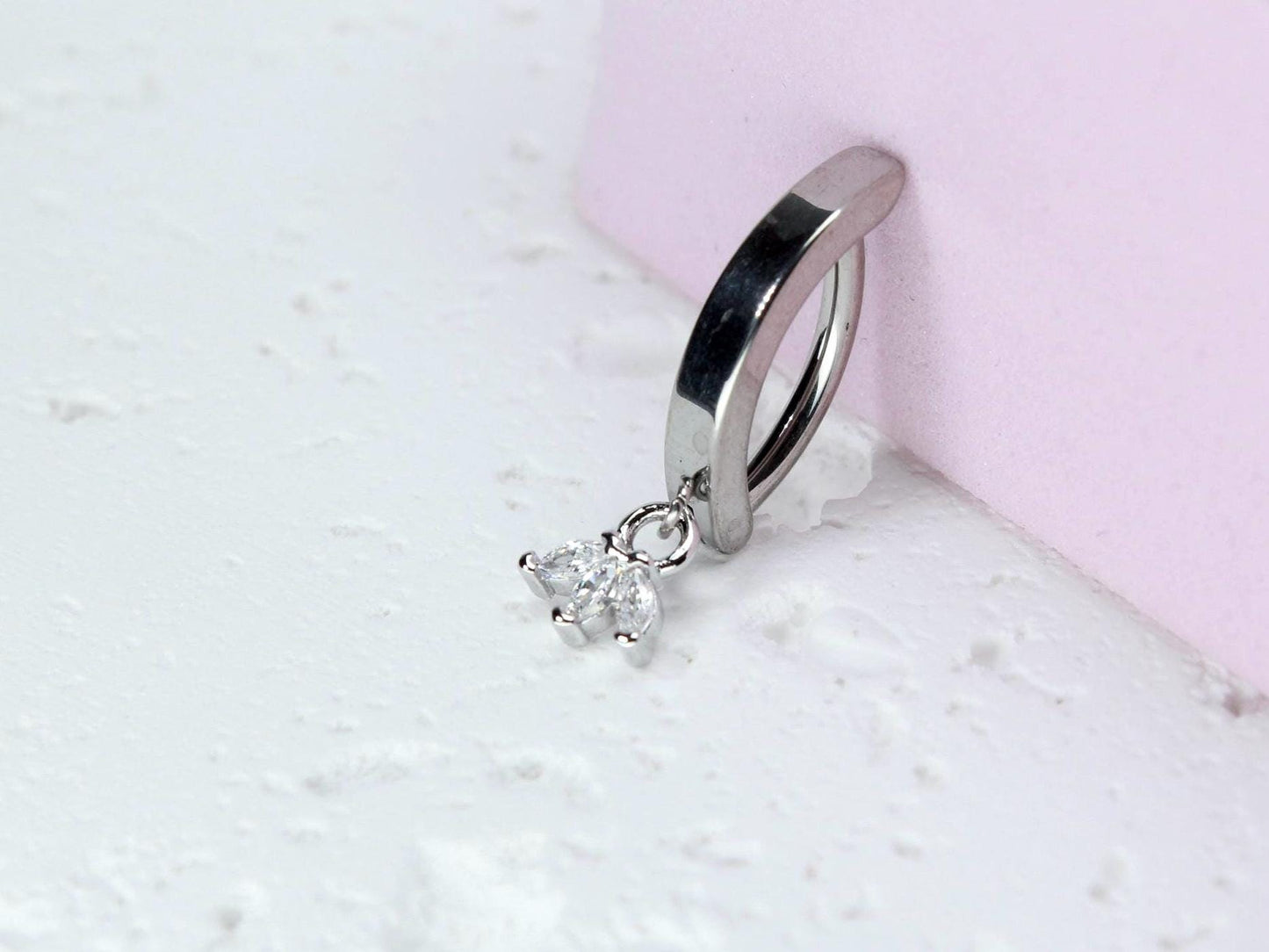 14G Dainty Dangling Gold Marquise Leaf Clicker Belly Button Ring