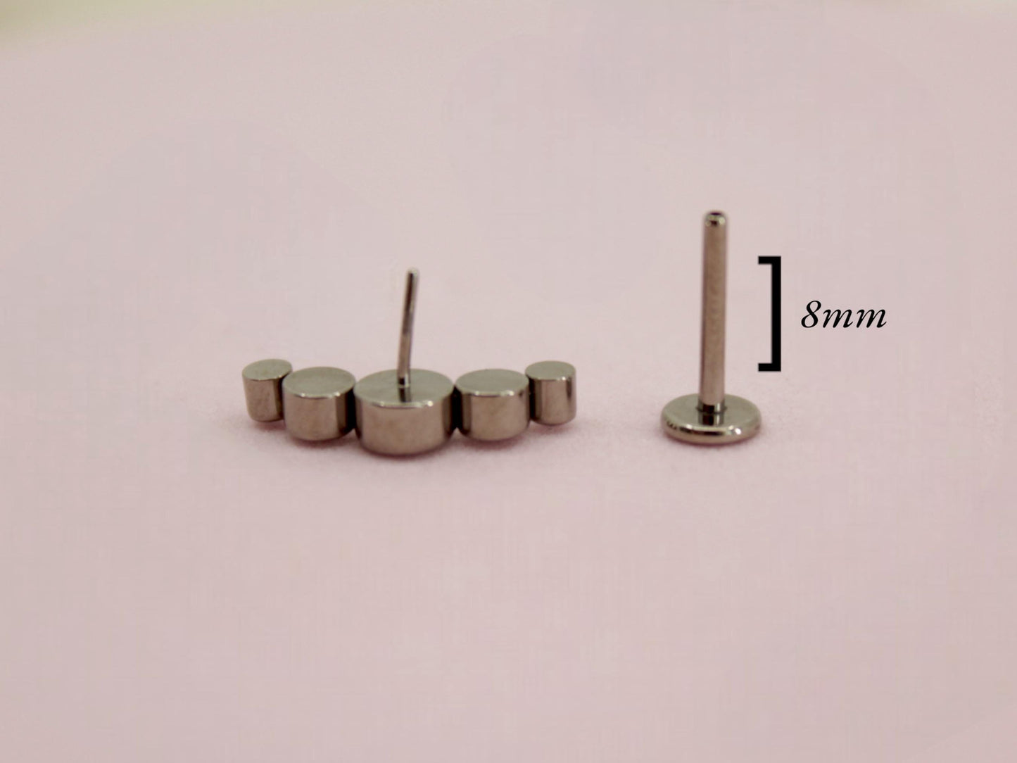 Titanium Threadless Silver Flat Back Earring, 18G Push In Labret Monroe Piercing,8mm Cartilage Piercing,Conch Piercing, Ear Piercing Jewelry