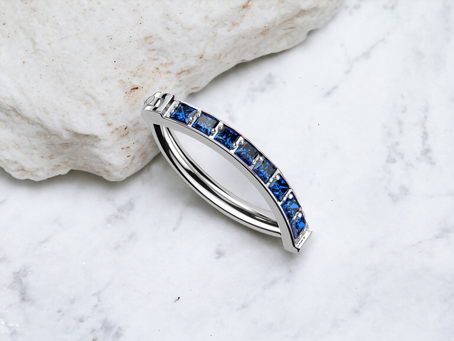 Minimalist Blue Gem Titanium Belly Clicker Ring