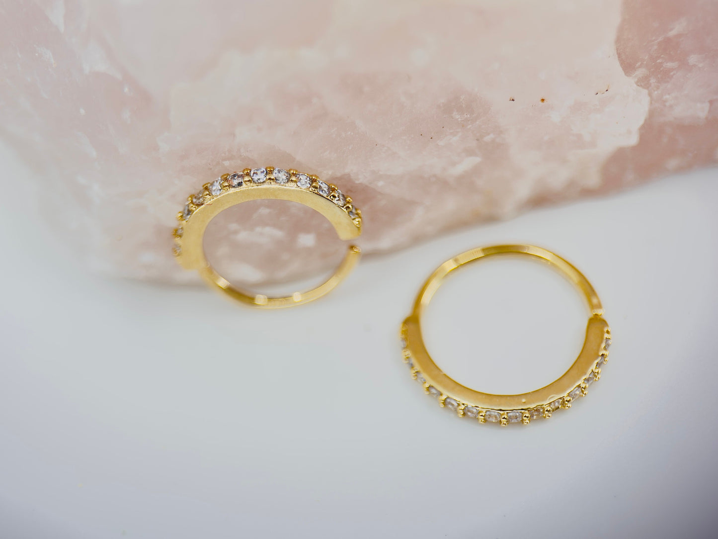 20g Gold Nose Ring, Simple Style Sparkle CZ Bendable Nose Hoop, Nose Piercing Jewelry Ring, Cartilage Earring, Multipurpose Hoop Ring