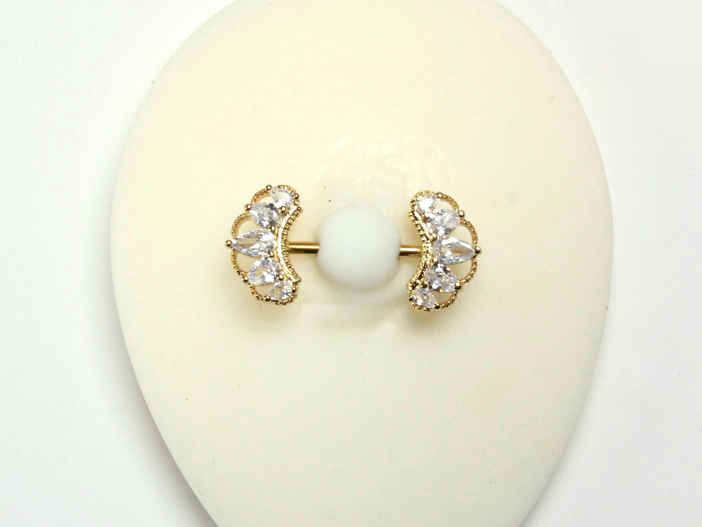14g Gold Nipple Barbell, CZ Paved Floral Petal Leaf Nipple Ring Jewelry, Pair of Leaf Nipple Piercing Jewelry, Gold Body Piercing Jewelry