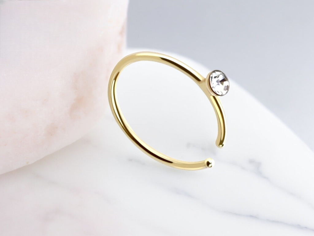 Single Stud Nose Hoop, Bendable Gold Nose Hoop Ring, 20g Thin Nose Hoop Ring Nose Piericng Jewelry