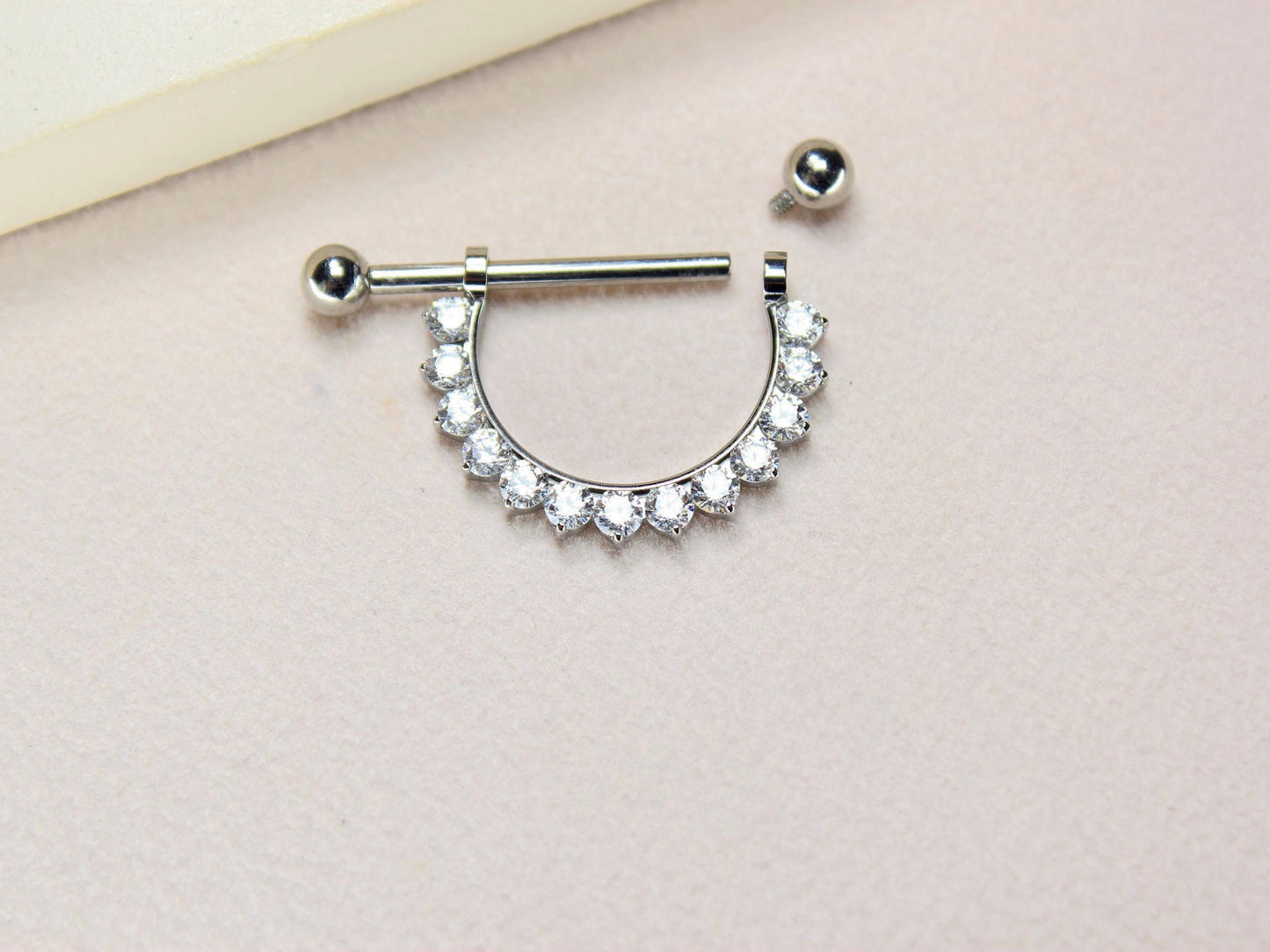 14G Titanium Nipple Barbell, Internally Threaded CZ Dangling Nipple Ring Piercing, Pair of Sparkling Nipple Ring Body Jewelry
