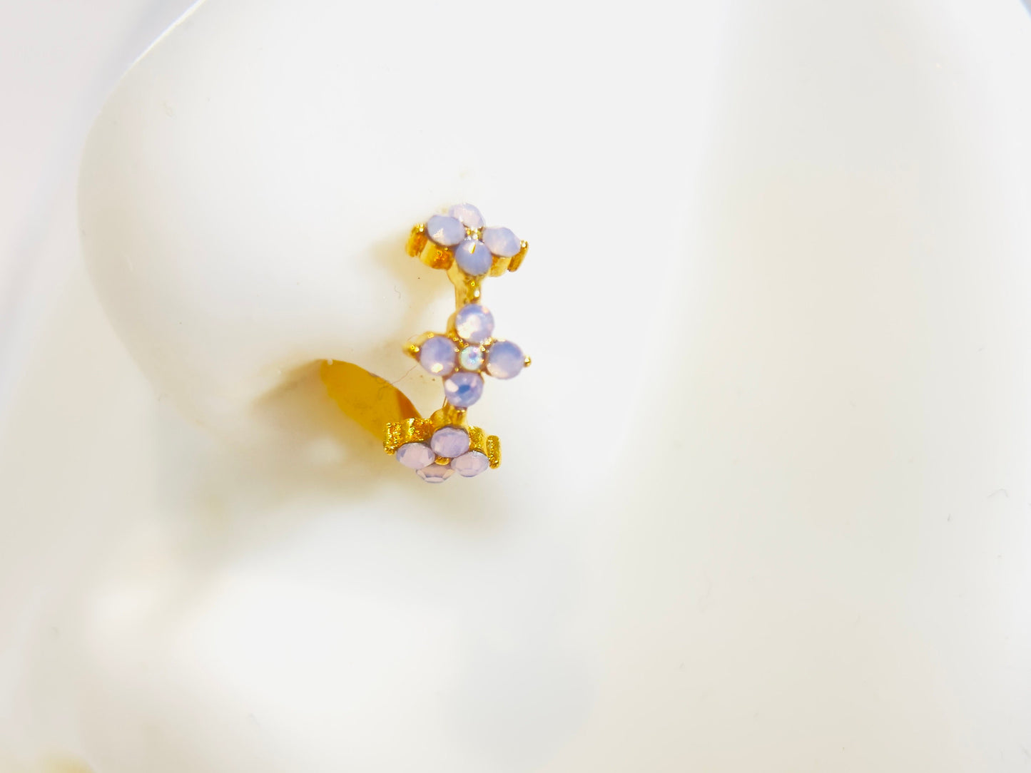 20g Pink Opal Flower Decor Bendable Nose Ring. Cute Gold Nose Ring Jewelry. Nose piercing. Nose jewelry.
