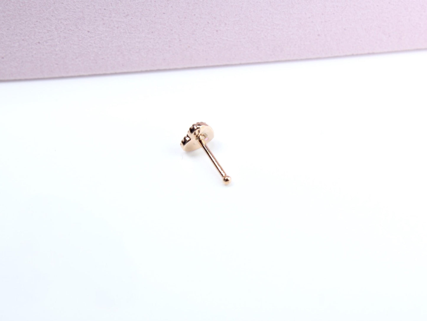 20g Heart Nose Stud, Pink Heart Nose Bone Stud, Ball End Nose Piercing Stud, Thin Nose Stud, Gold Nose Ring, Hypoallergenic Jewelry