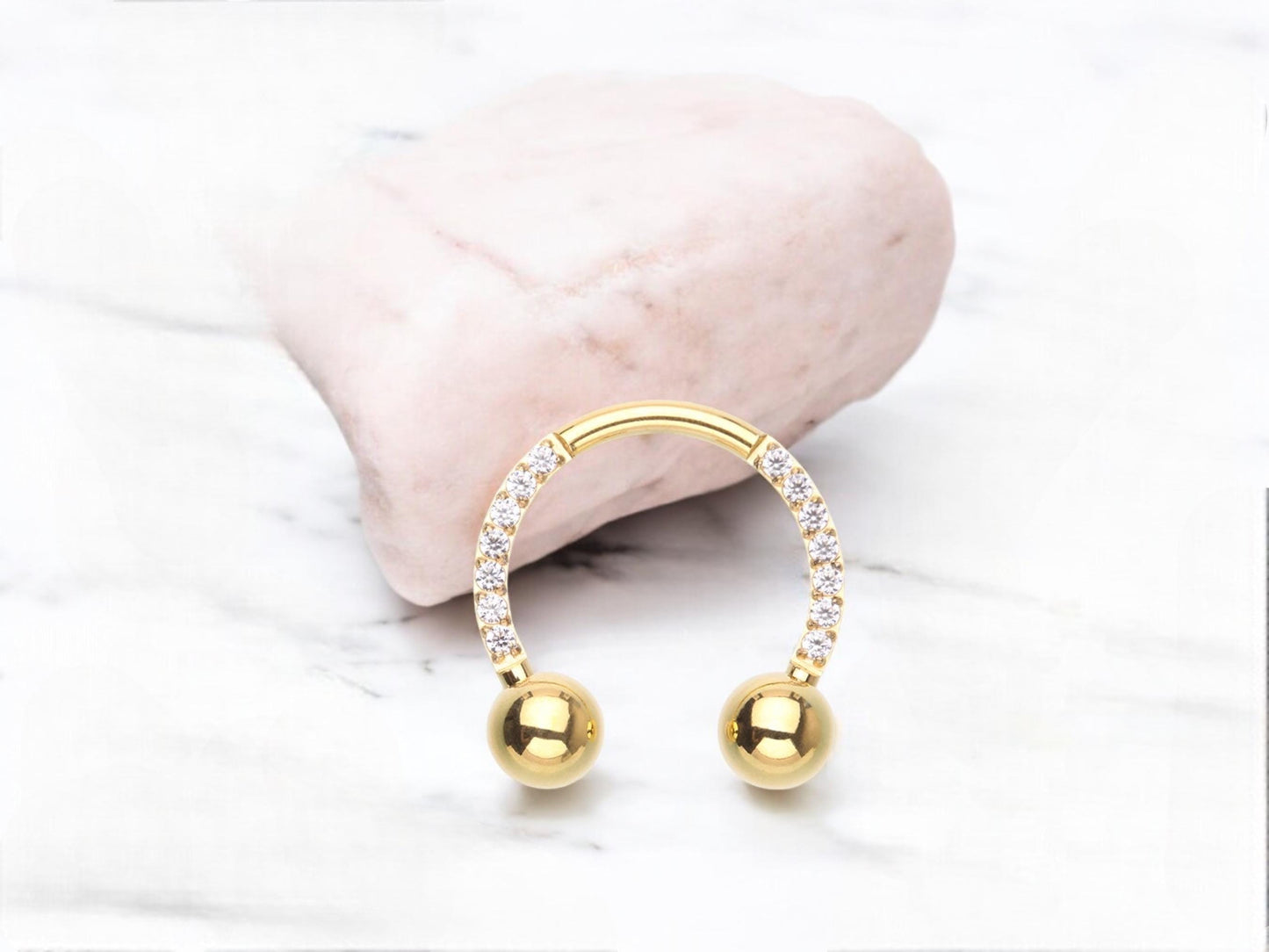 16g Gold Horseshoe Septum Ring, Implant Grade Titanium Septum Piercing, Dainty Nose Jewelry, Hypoallergenic Body Jewelry.