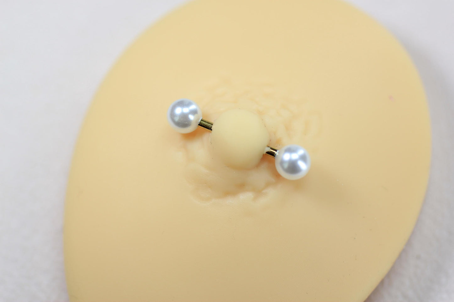 14g White Pearl Nipple Barbell, Cute Pearl Ball Nipple Ring Piercing , Surgical Steel Jewelry, Custom Body Jewelry