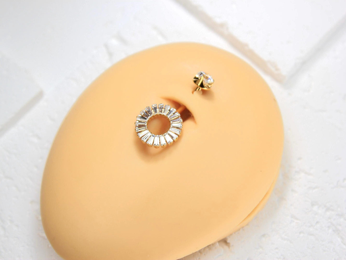 Gold Belly Button Ring, 14G Titanium Internally Threaded CZ Belly Ring, Navel Piercing, Minimalist Body Jewelry