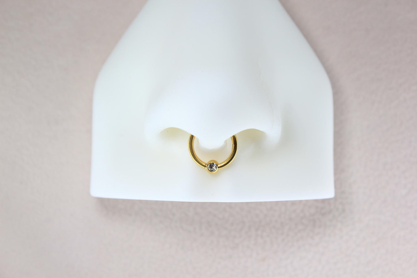 16g Septum Clicker Ring, Dainty CZ Septum Hoop Piercing, Minimalist Body Jewelry