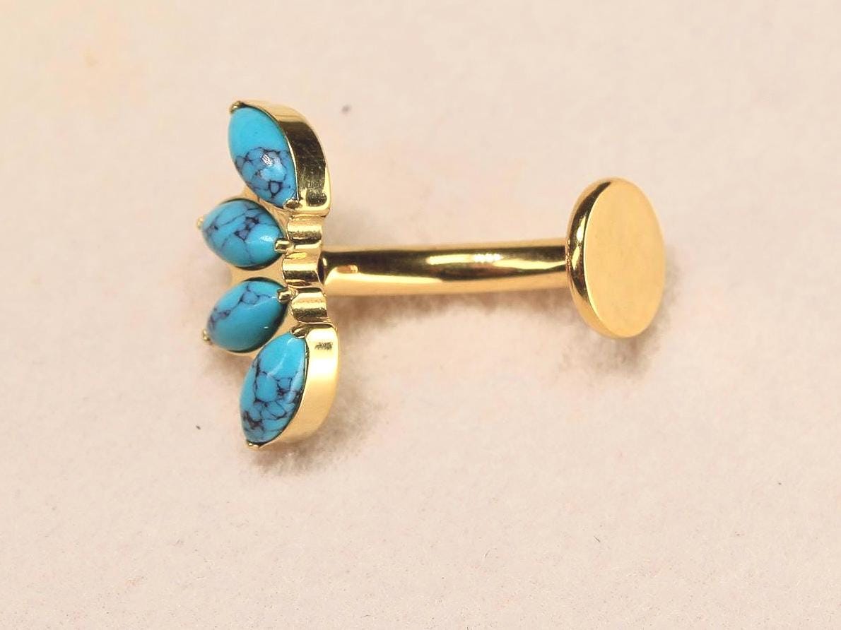 14G Titanium Belly Button Ring, Natural Stone Threadless Push In Belly Ring Piercing, Floating Navel Ring Jewelry