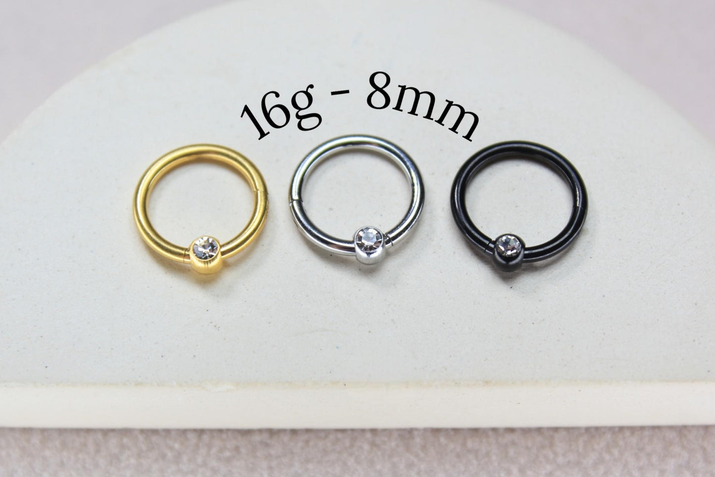 16g Septum Clicker Ring, Dainty CZ Septum Hoop Piercing, Minimalist Body Jewelry