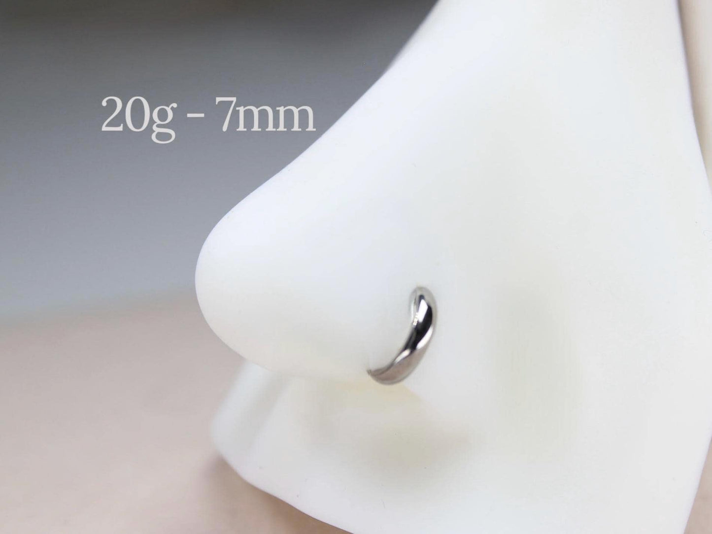 20g Titanium  Silver Chunky Nose Hoop Ring.