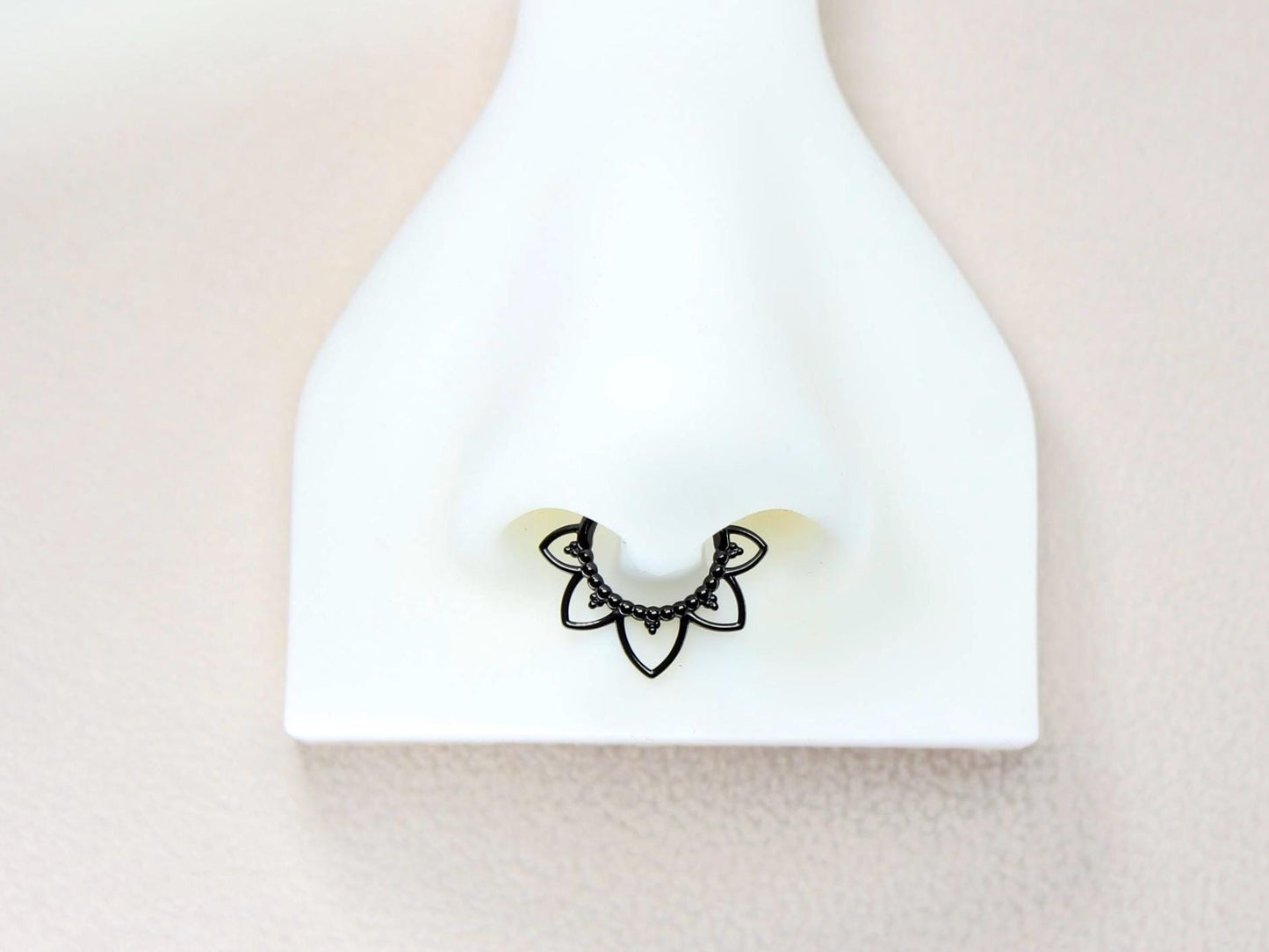 16g Titanium Lotus Septum Clicker Ring, 8mm 10mm Beaded Decor Floral Septum Nose Piercing, Gold Septum Hoop Ring Body Jewelry