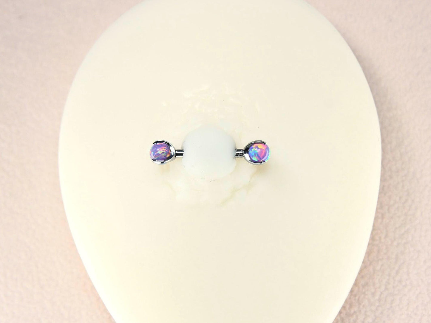 14G Titanium Nipple Barbell, Blurple Opal Ball End Nipple Ring Piercing, Pair of Purple Nipple Sheild Body Jewelry, Minimalist Jewelry