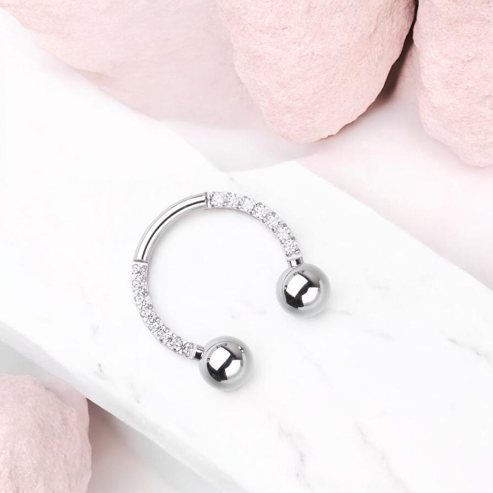 16g Silver Titanium Horseshoe Septum Ring, Implant Grade Titanium Septum Piercing, Hypoallergenic Septum Body Jewelry