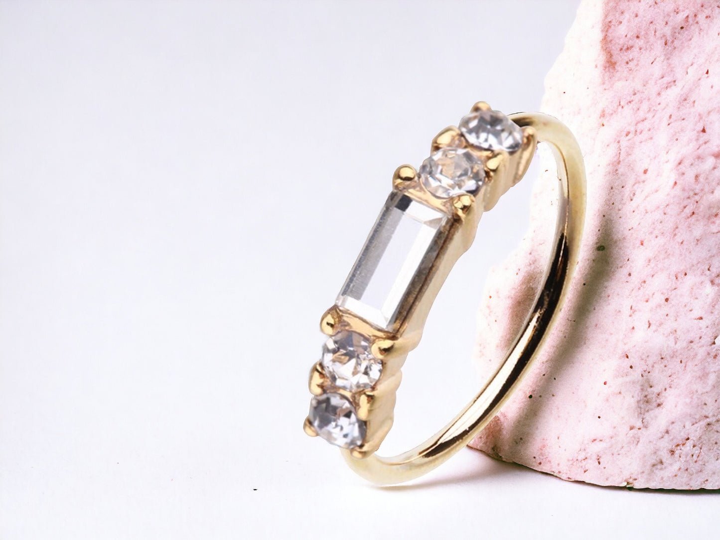20g Gold Baguette Gem Simple Nose Ring. Cute sparkling bendable nose hoop. Nose piercing. Nose jewelry.