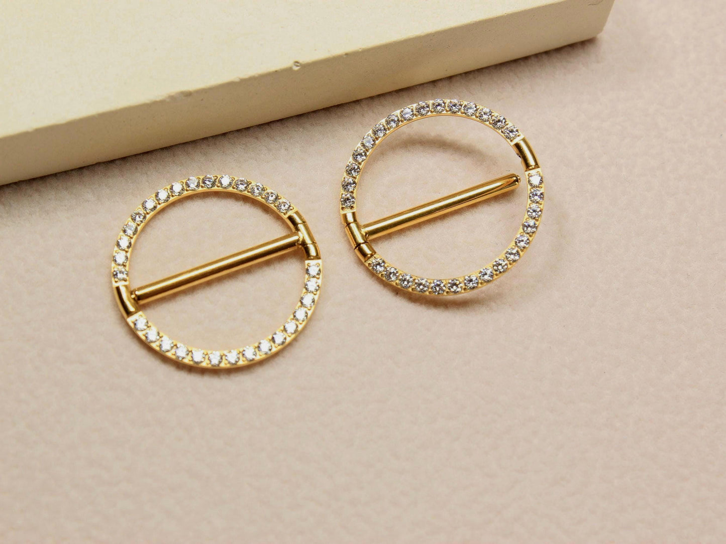 Gold Nipple Clicker Ring, 14g Titanium Round Nipple Ring Piercing, Dainty Nipple Barbell, Minimalist Body Piercing Jewelry