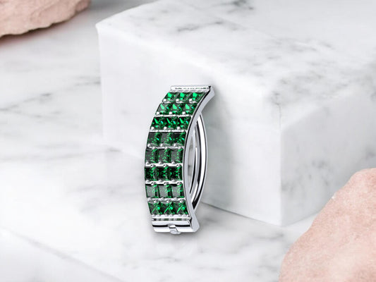 NEW • Titanium Green Belly Clicker Ring, Triple Line Gem Belly Piercing Clicker Ring Jewelry, 14G Minimalist Navel Piercing