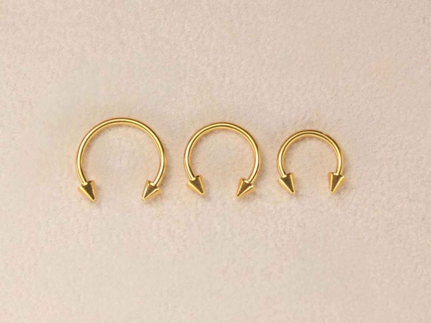 16g Spike End Horseshoe Septum Ring, Edgy Cone Septum Nose Piercing Body Jewelry, Minimalist Daith Cartilage Piercing