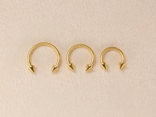 16g Spike End Horseshoe Septum Ring, Edgy Cone Septum Nose Piercing Body Jewelry, Minimalist Daith Cartilage Piercing