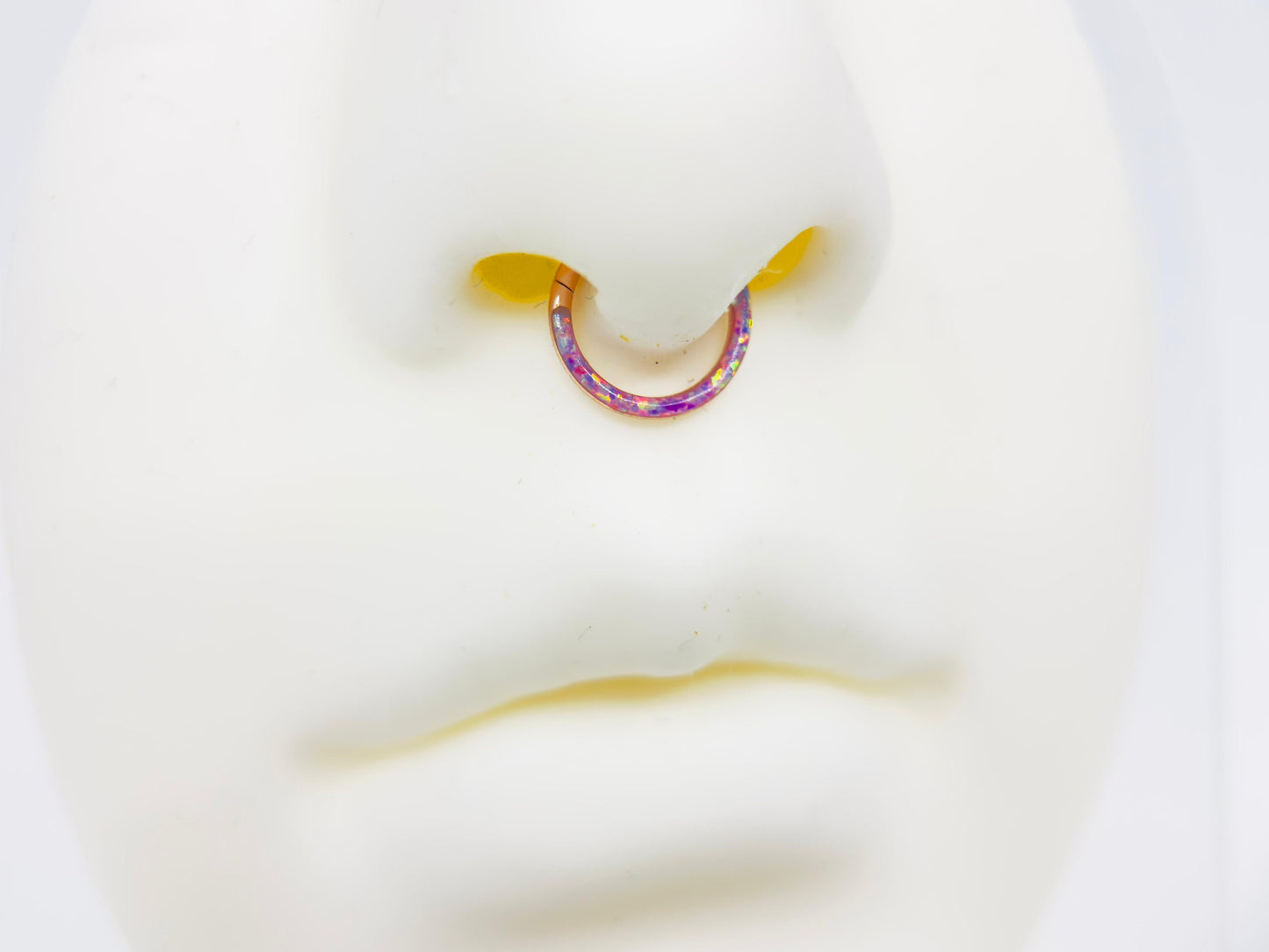 16G Rose Gold Pink Opal Front Dainty Simple Style Septum Piercing Ring, Nose Piercing Ring, Septum Nose Jewelry