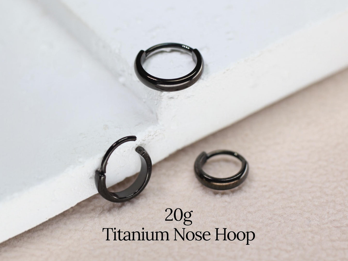 20g Chunky Nose Ring, Implant Grade Titanium Black Thick Nose Hoop Clicker Ring Piercing, Minimalist Body Jewelry