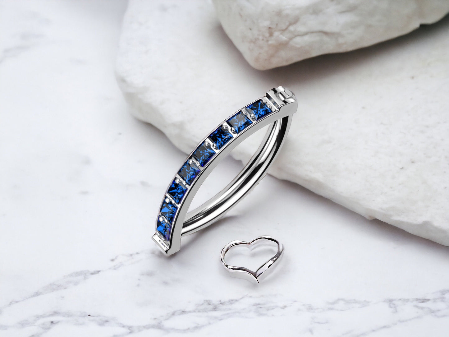 Minimalist Blue Gem Titanium Belly Clicker Ring