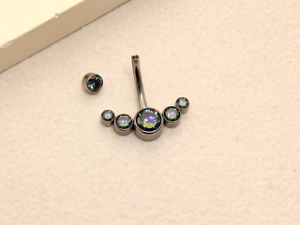 Titanium Belly Button Ring, 14G  Sparkling Gem Belly Ring, Navel Piercing Jewelry, Body Jewelry, Curved Navel Bar, Titanium Jewelry