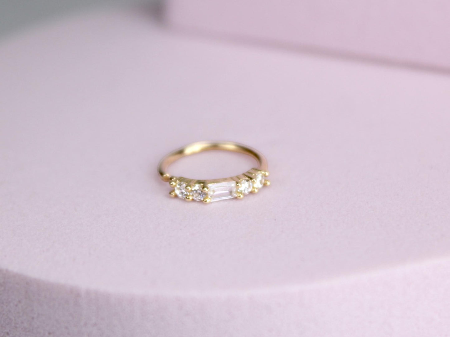 14K Gold Baguette Nose Ring, 20g Dainty Crystal Gold Nose Hoop Ring Jewelry, Minimalist Bendable Nose Piercing Jewelry, Gold Jewelry