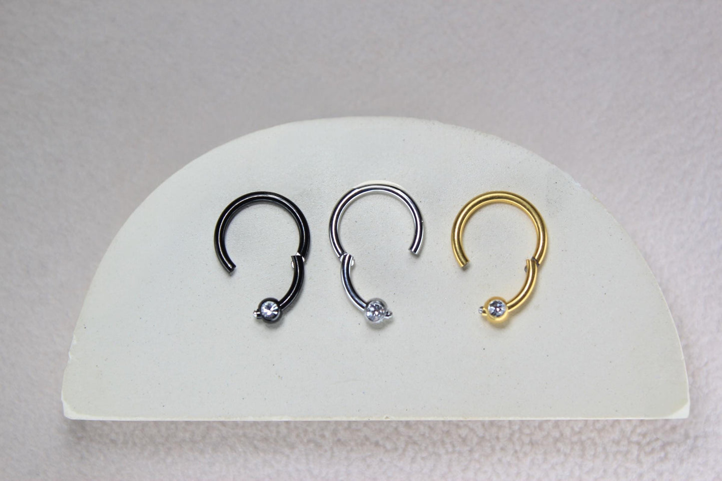 16g Septum Clicker Ring, Dainty CZ Septum Hoop Piercing, Minimalist Body Jewelry