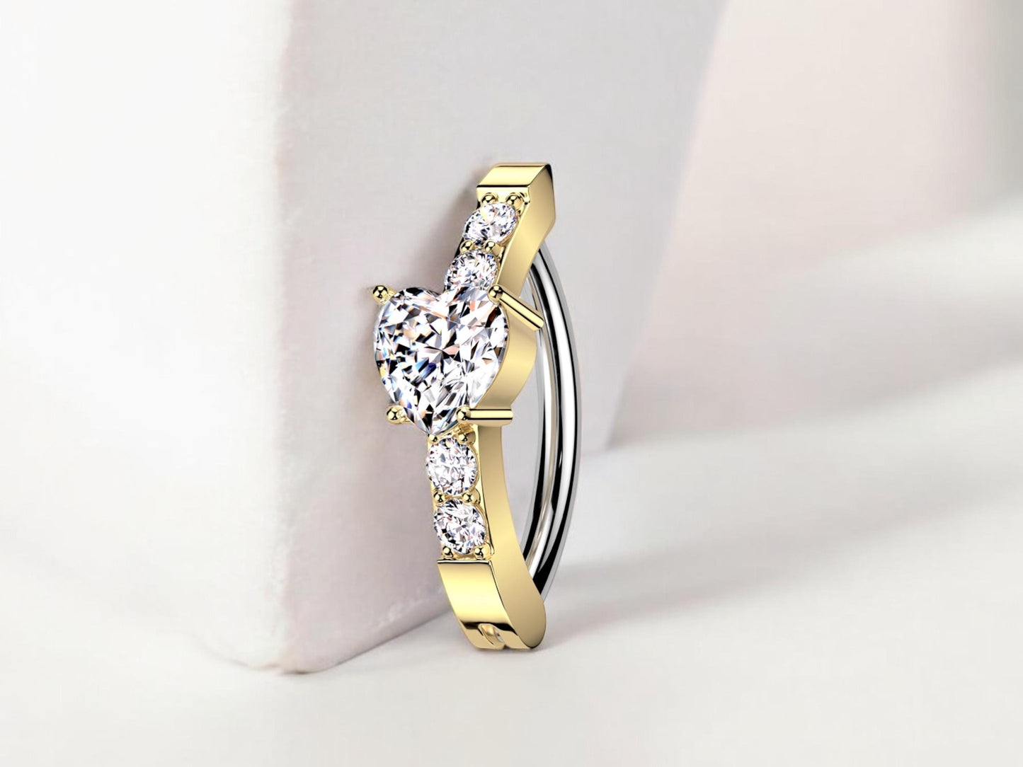 Dainty Gold Heart Belly Button Clicker Ring – Cute Gold Heart Belly Ring, Hinged Belly Piercing Jewelry
