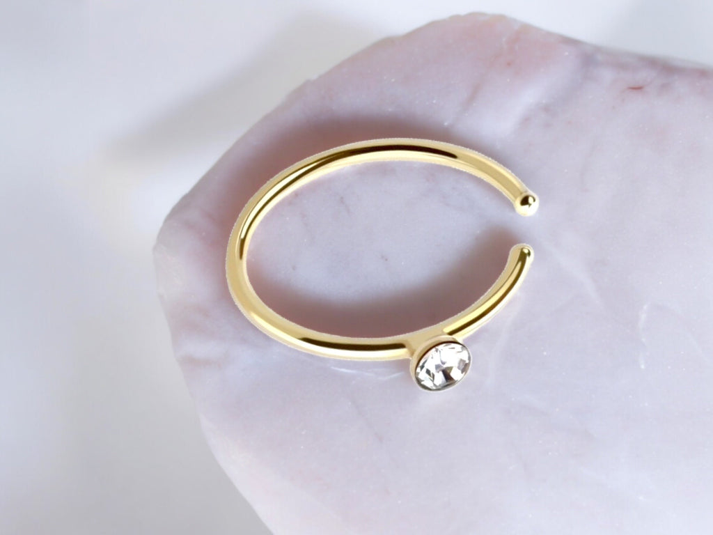 Single Stud Nose Hoop, Bendable Gold Nose Hoop Ring, 20g Thin Nose Hoop Ring Nose Piericng Jewelry