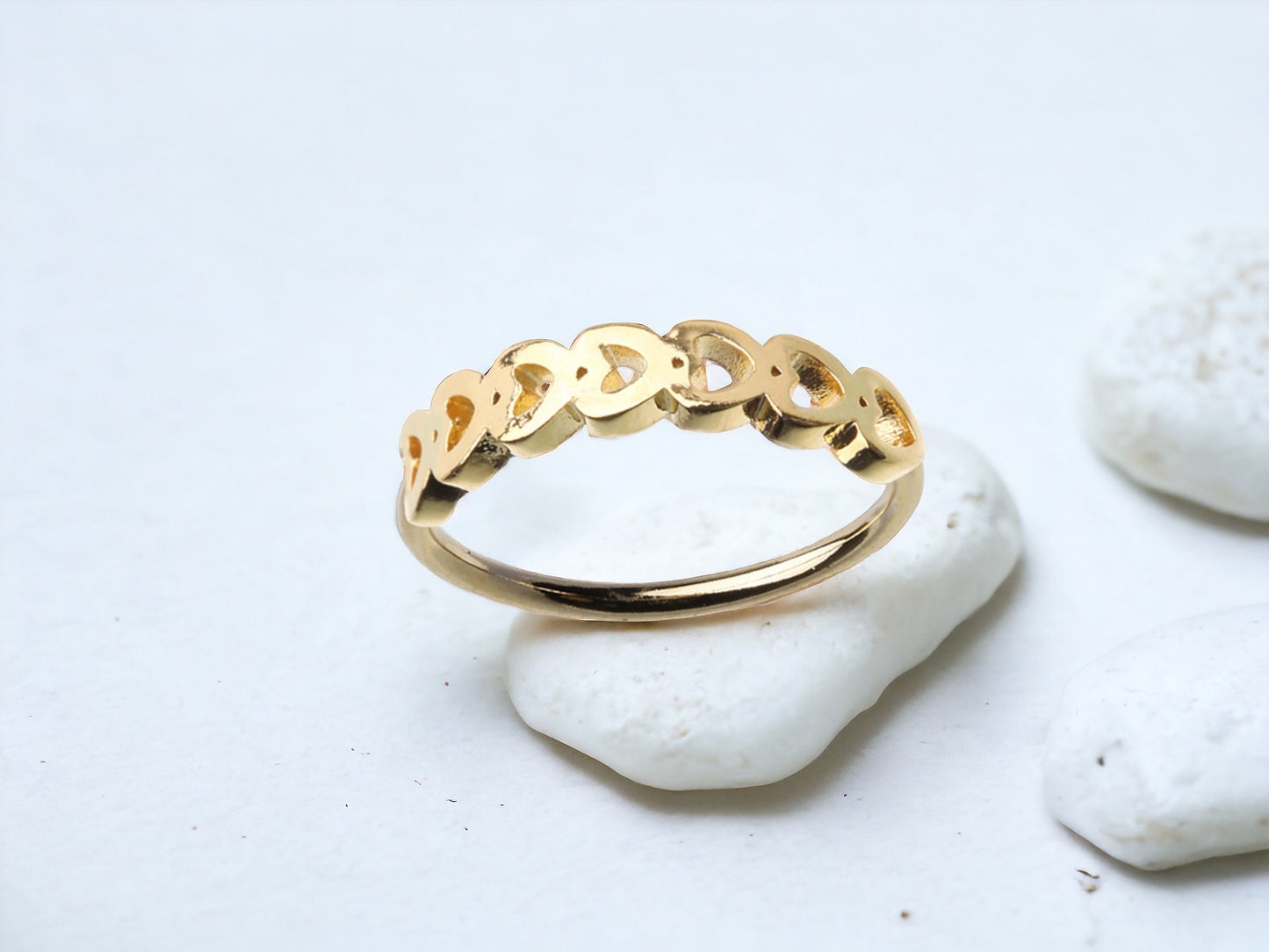 Heart Nose Ring, Multiple Linked Heart Nose Piercing Hoop Ring, 20g Nose Piercing Body Jewelry