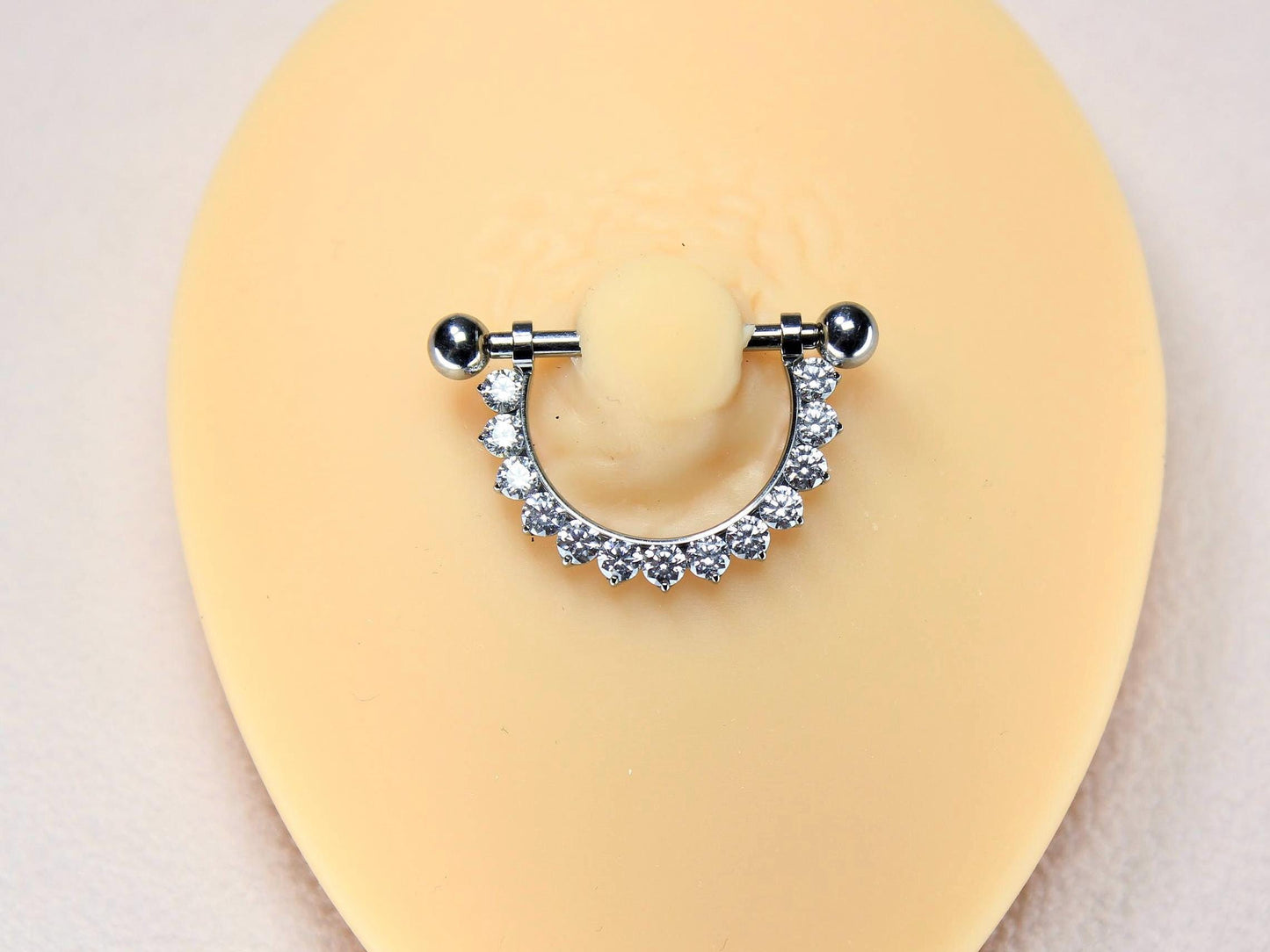14G Titanium Nipple Barbell, Internally Threaded CZ Dangling Nipple Ring Piercing, Pair of Sparkling Nipple Ring Body Jewelry