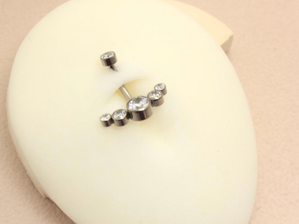 Titanium Belly Button Ring, 14G  Sparkling Gem Belly Ring, Navel Piercing Jewelry, Body Jewelry, Curved Navel Bar, Titanium Jewelry
