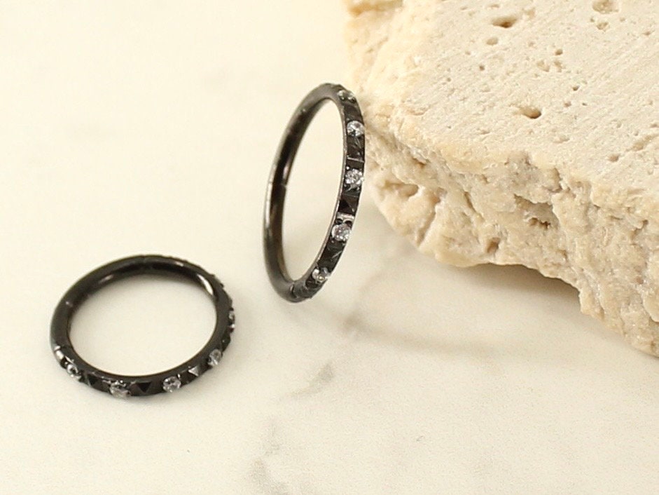 Conch Hoop Ring, Dainty Cz Stud 16g Septum Nose Conch Cartilage Daith Piercing Hinged Hoop Ring, Multipurpose Hoop Earring Clicker Ring