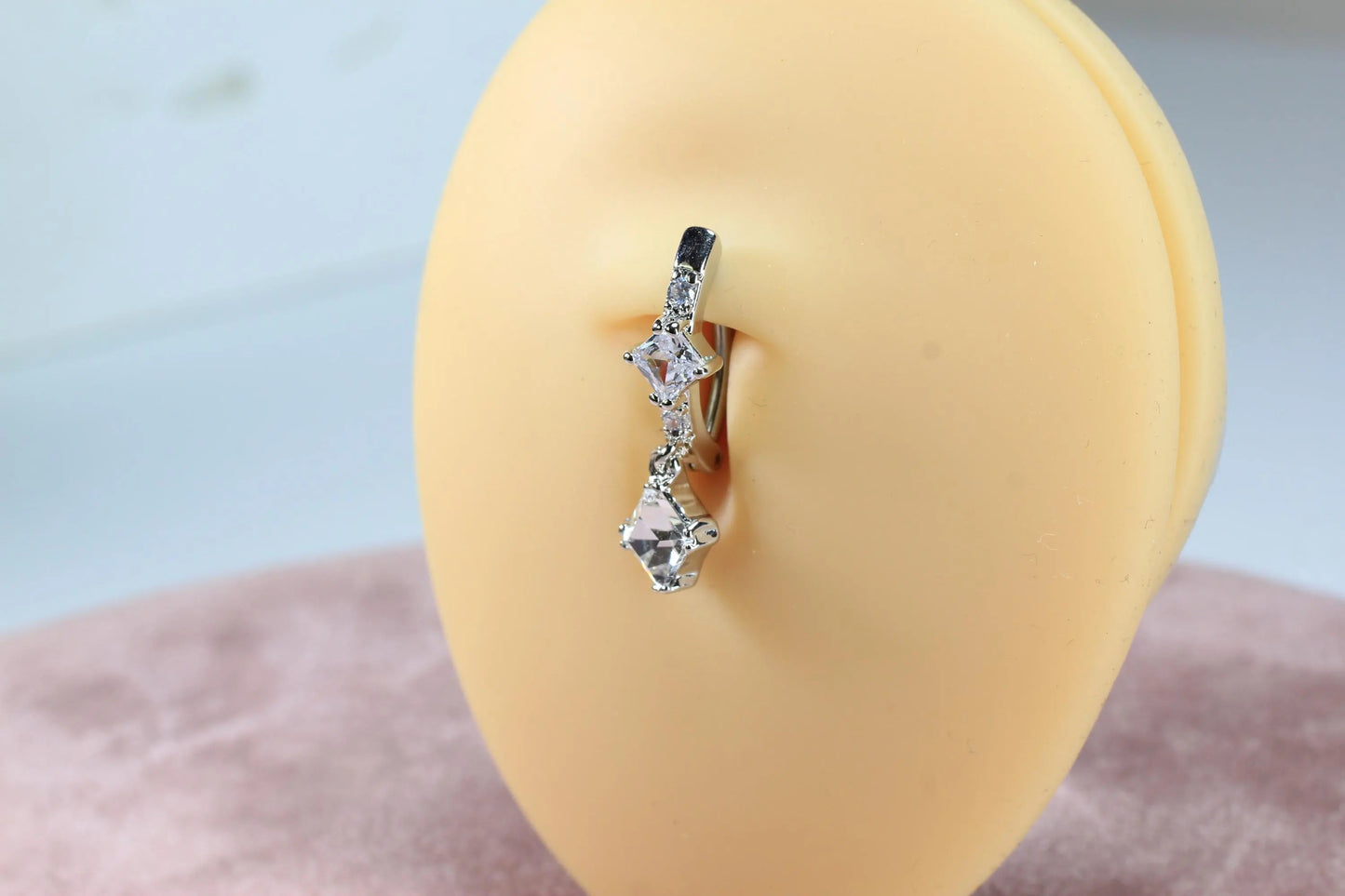 Dangling CZ Belly Button Clicker Ring
