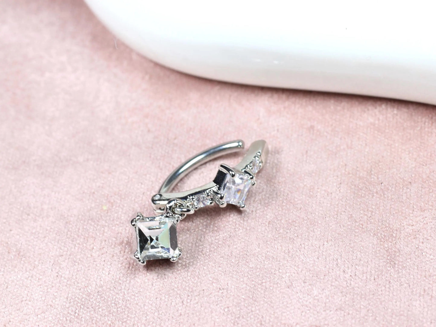 Dangling CZ Belly Button Clicker Ring