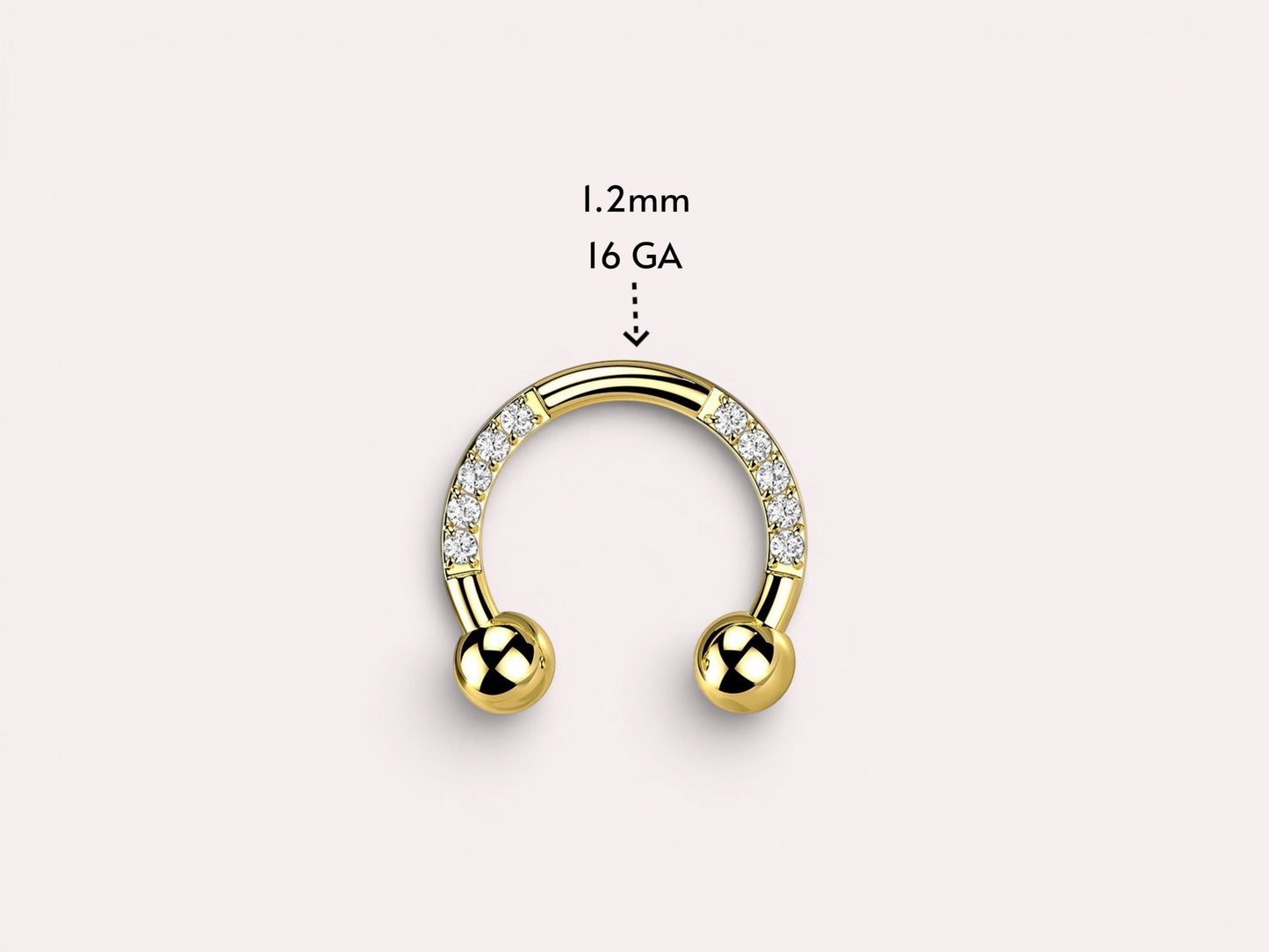 Implant Grade Titanium Externally Threaded Horseshoe With Pave CZ Sides