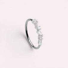 MKBodyJewelry 20g surgical steel bendable nose hoop with a dainty zig zag baguette gem design for nose or ear piercing