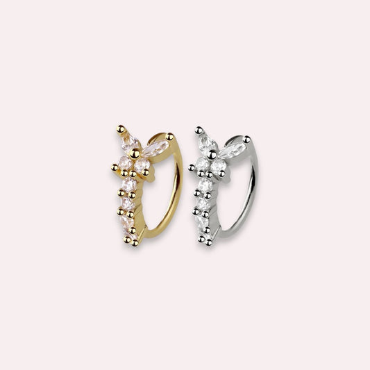 MKBodyJewelry gold and silver surgical steel butterfly nose hoop rings with sparkling cubic zirconia stones