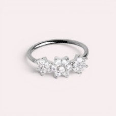 MKBodyJewelry 20g surgical steel bendable nose hoop with dainty floral CZ crystal accents for nose or cartilage