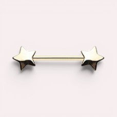 MKBodyJewelry 14G gold star nipple barbell made of hypoallergenic surgical steel for minimalist body piercing